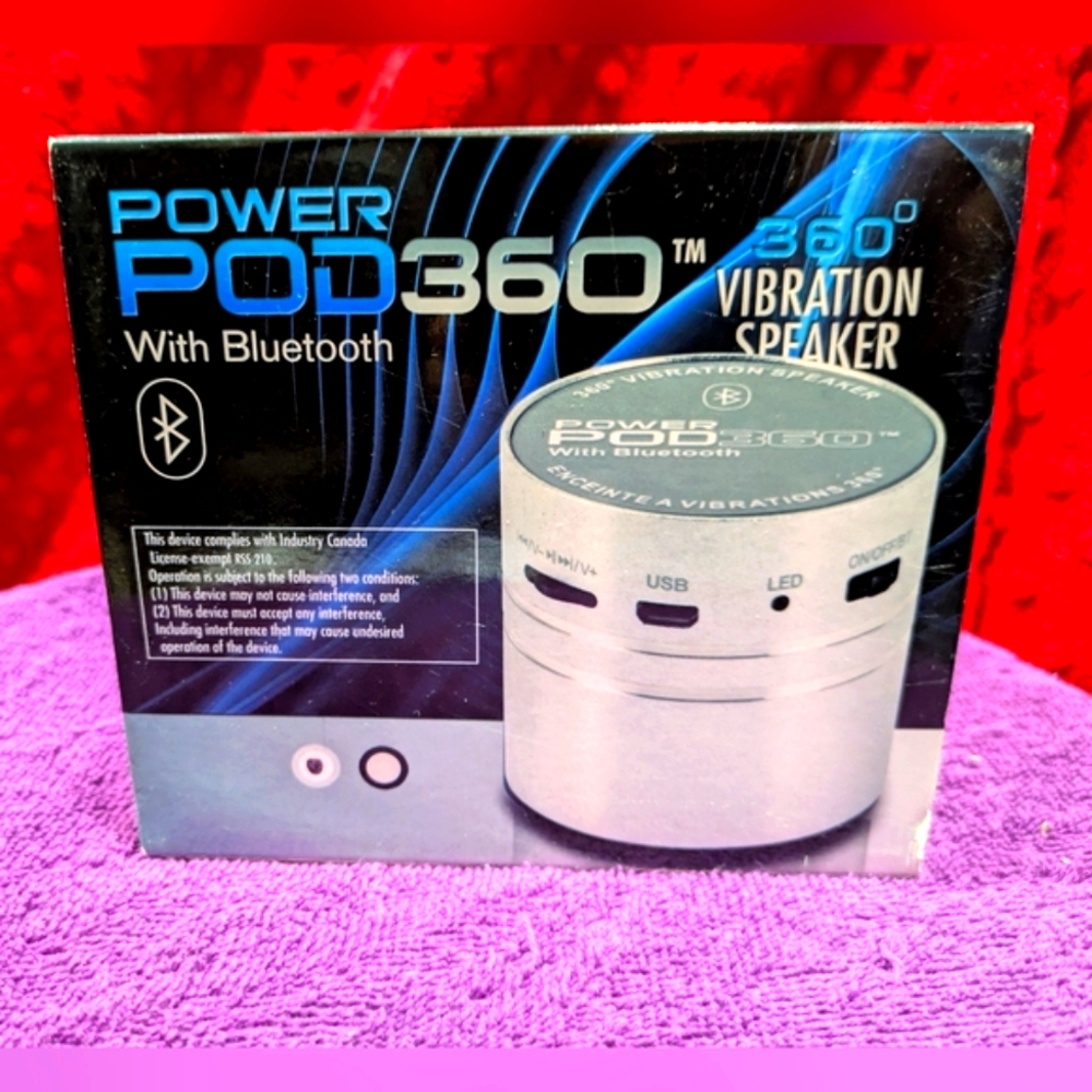 Power Pod 360 Bluetooth Vibration Speaker | Silver | New In Box
